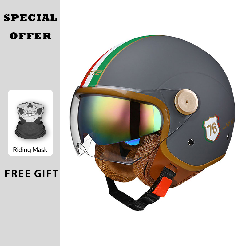 Vintage Open Face Retro Helmet - Retro Open Face Motorcycle Helmets Adult