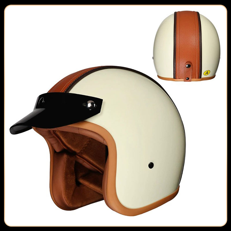 Vintage Open Face Retro Helmet - Vintage 3/4 Open Face Motorcycle Helmet